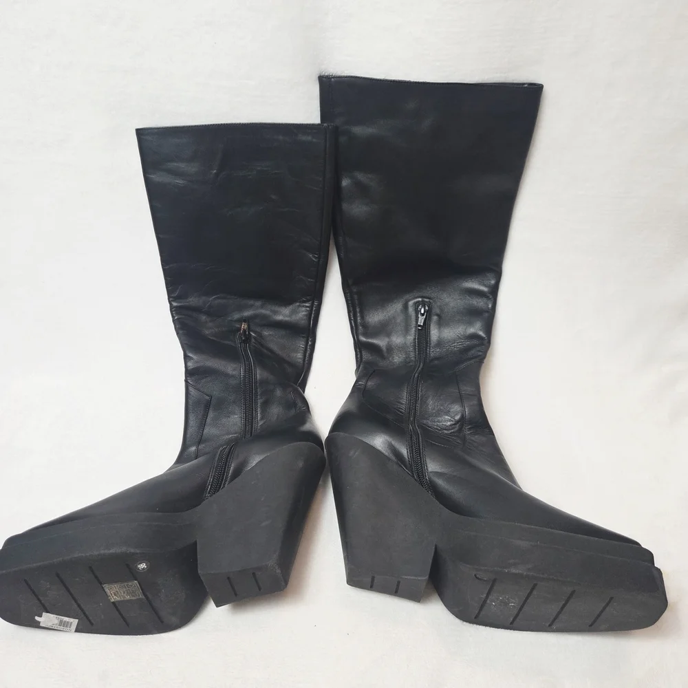 Gia Borghini Texan Leather Platform Knee-High Boots